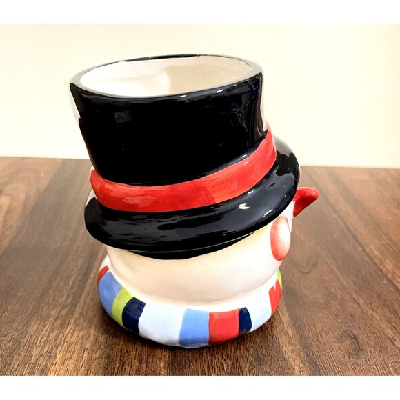 Holiday Snowman Coffee Mug With Scarf Handle Small Christmas Cup - Picture 4 of 8